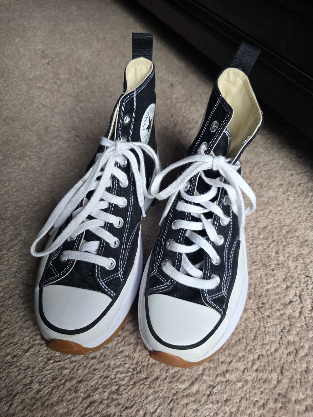 Converse Run Star Hike Platform High Top Sneakers Black White Gum Women’s 9